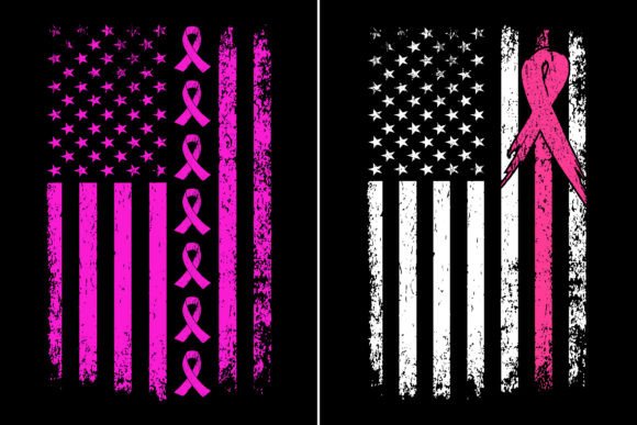 Breast Cancer Ribbon Flag Design Graphics & T-Shirt Designs