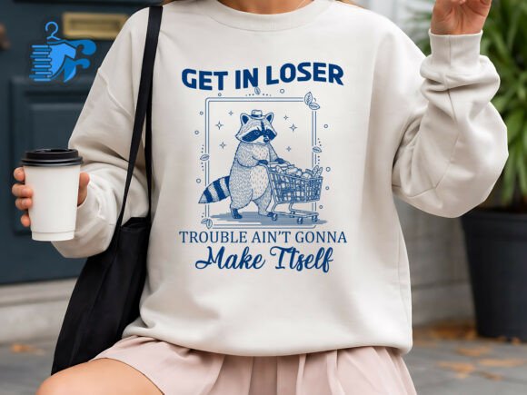Funny Raccoon Shopping Graphics for T-Shirt Designs