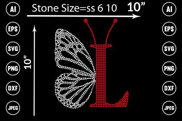 Letter Butterfly Rhinestone Design: Graphics & T-Shirt Designs
