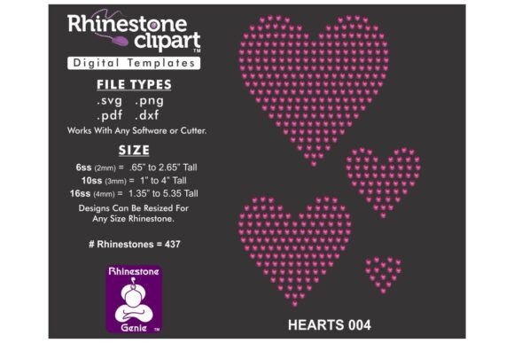 Rhinestone Template Design HEARTS 004 Graphics Review