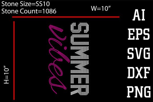 Summer Vibes Rhinestone Design for T-Shirt Graphics