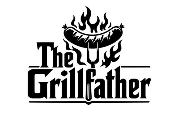 The Grillfather BBQ Typography Graphics & T-Shirt Designs