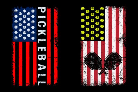 USA Flag Pickleball Design: Graphics & T-Shirt Designs