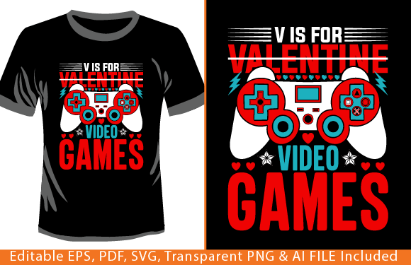 V is for Video Games T-Shirt Design Graphics